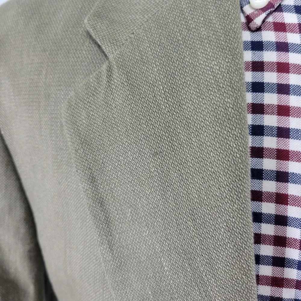 Claiborne Men's Sport Coat Blazer Two Button Green‎ Cotton Linen Blend 40R